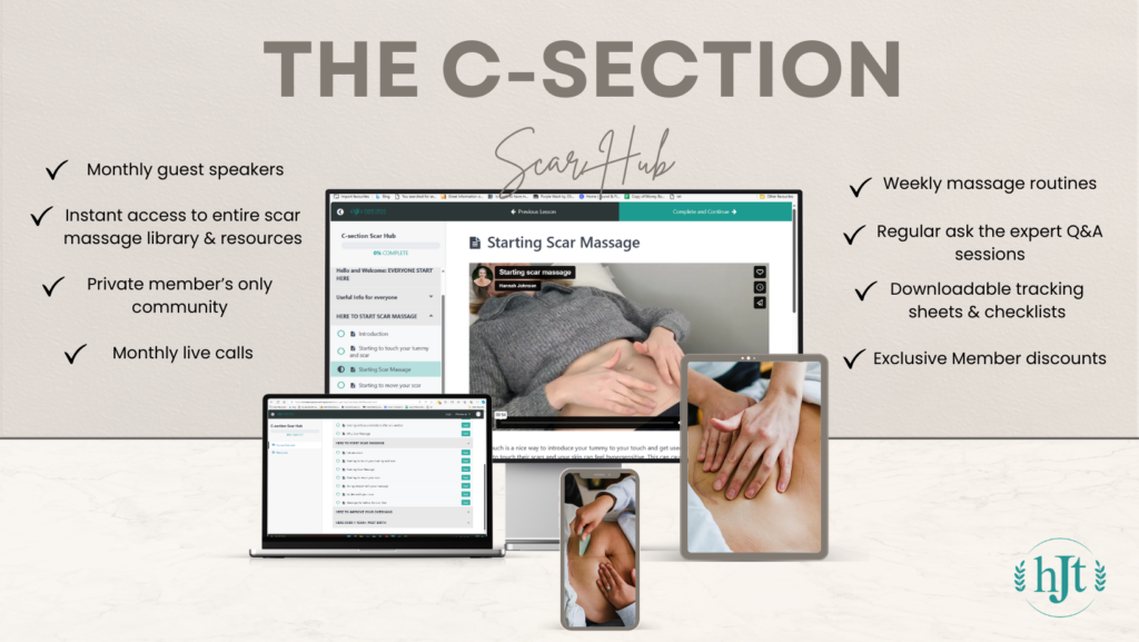 C-section scar care and advice. monthly membership to improve your scar and lose your overhang